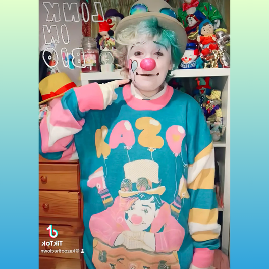 Suéter de ajuste relaxado Kazoo the Clown XS - 3XL 