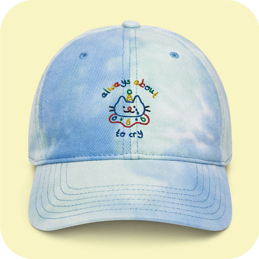 About to Cry Clown Cat Embroidered Tie dye hat