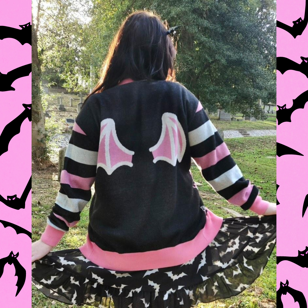 Pastel Goth Cotton Candy Bat Cardigan 2XS - 3XL