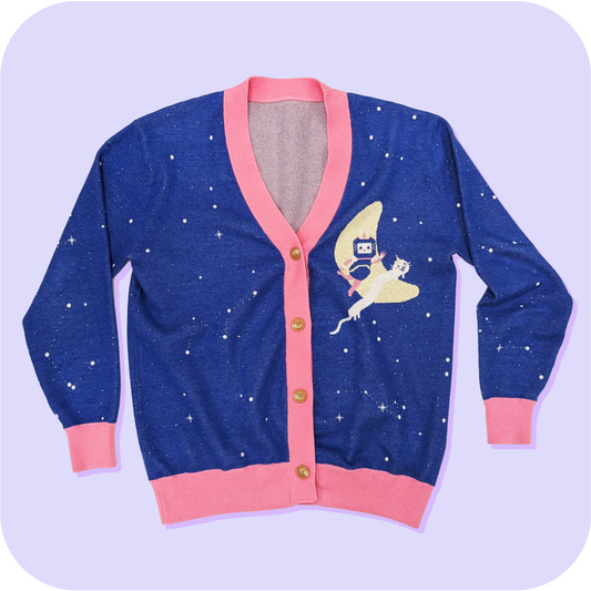 Kawaii Space Friends Frillability Knit Cardigan with buttons 2XS - 3XL