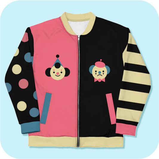 Clown vs Mime Clowncore Primary Colorblock Vintage Colorway Unisex Bomber Jacket XS- 3XL