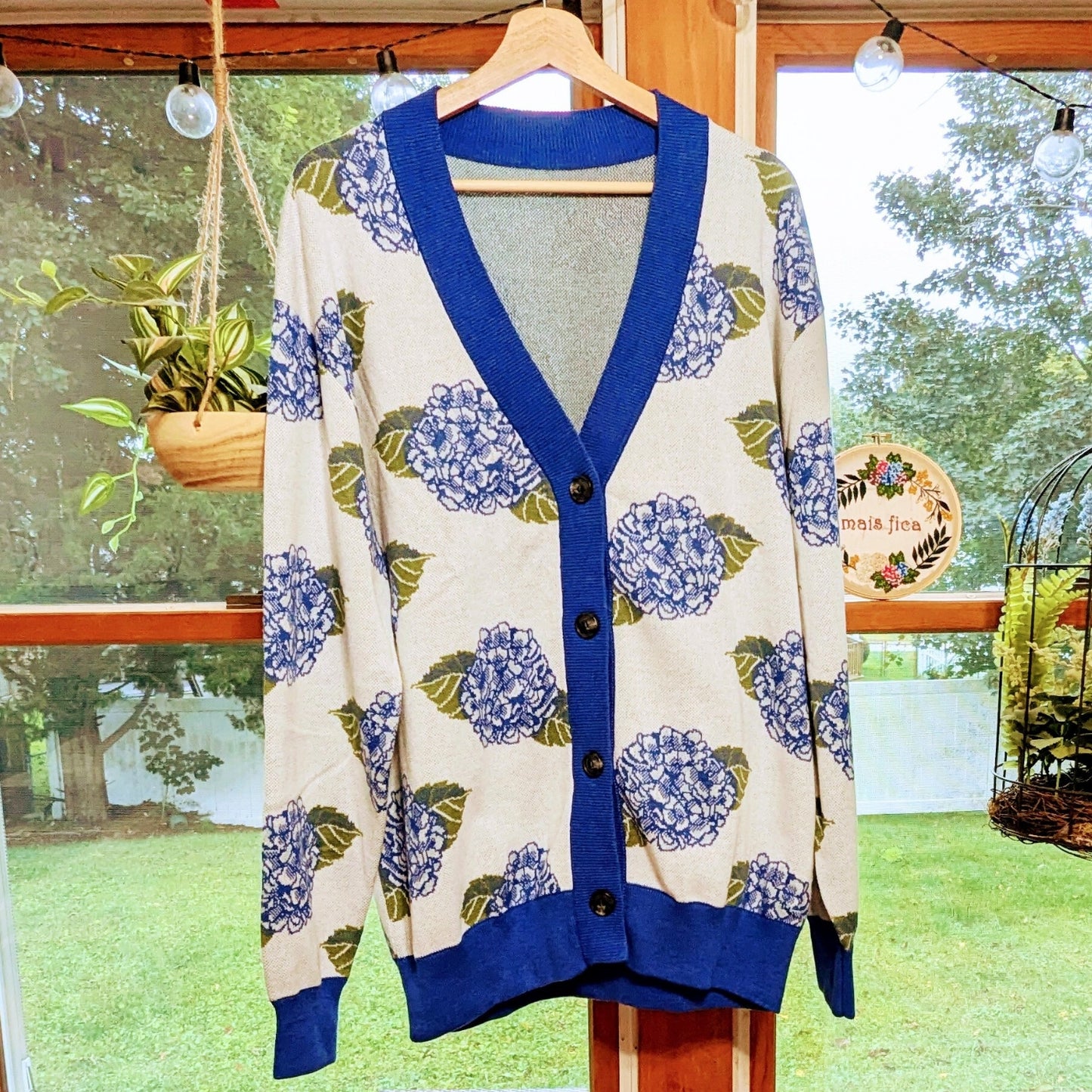 Blue Hydrangea Knit Cardigan 2XS - 3XL