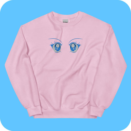 Magical Girl Anime Eyes Embroidered Unisex Sweatshirt S - 5XL