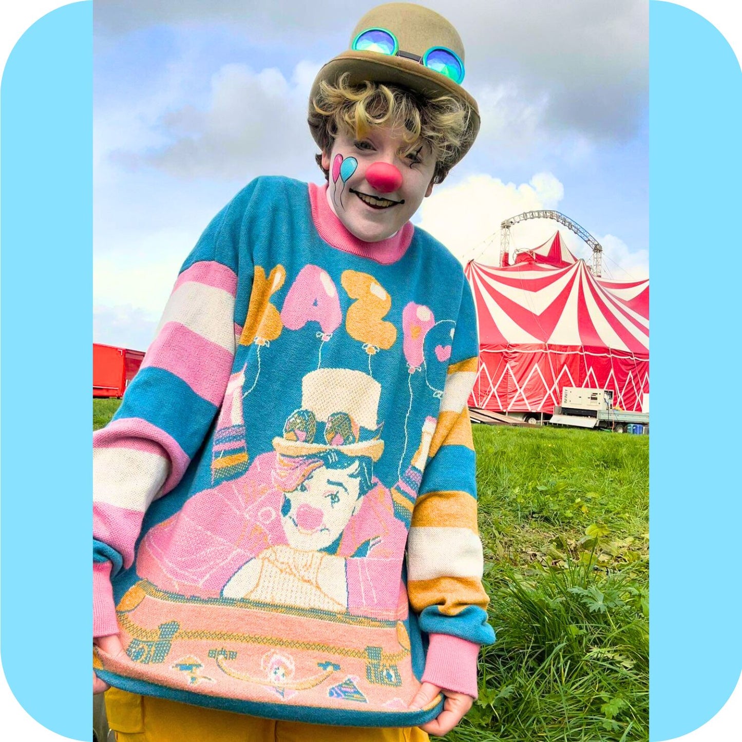 Suéter de ajuste relaxado Kazoo the Clown XS - 3XL 