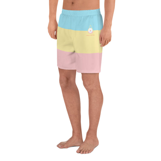 Pastel Stripe Clowncore Tenha um Bom Dia Shorts Atlético Masculino Reciclado Tamanho 2XS - 6XL