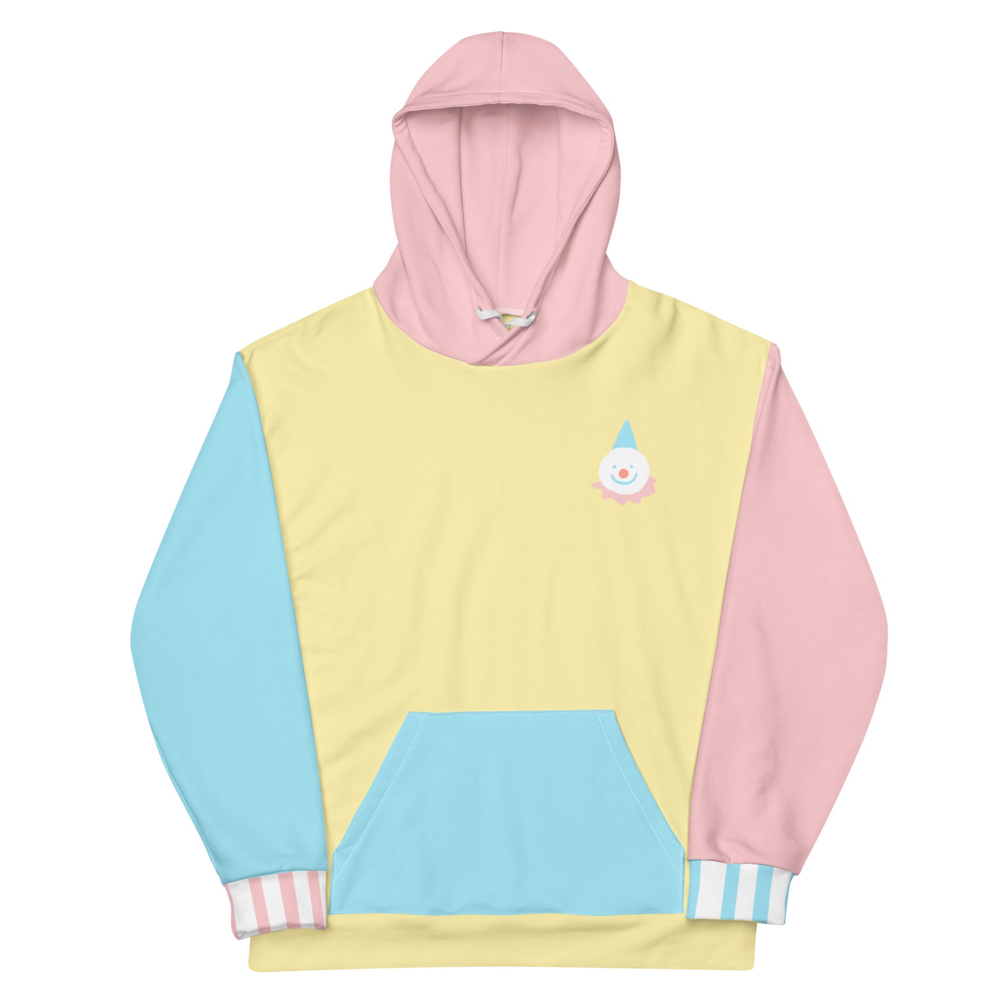 Pastel Colorblock Clown Hoodie Have a Nice Day Clowncore Unisex Hood Noodlecat Studio