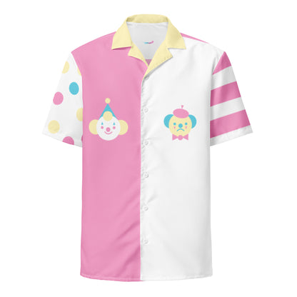 Clown vs Mime Clowncore Pastel Colorblock Candy Colorway Unisex button shirt