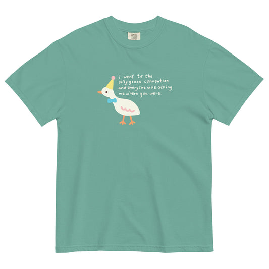 Silly Goose Convention Comfort Colors camiseta pesada tingida em peça S - 3XL