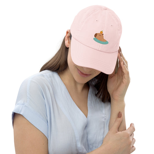 Happy Cappy Cap Cute Capybara Embroidered Pastel baseball hat