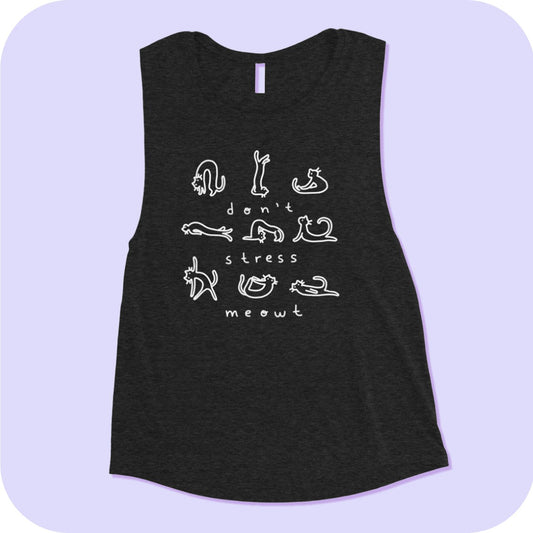 Noodlecat Yoga Poses Ladies’ Muscle Tank S - 2XL