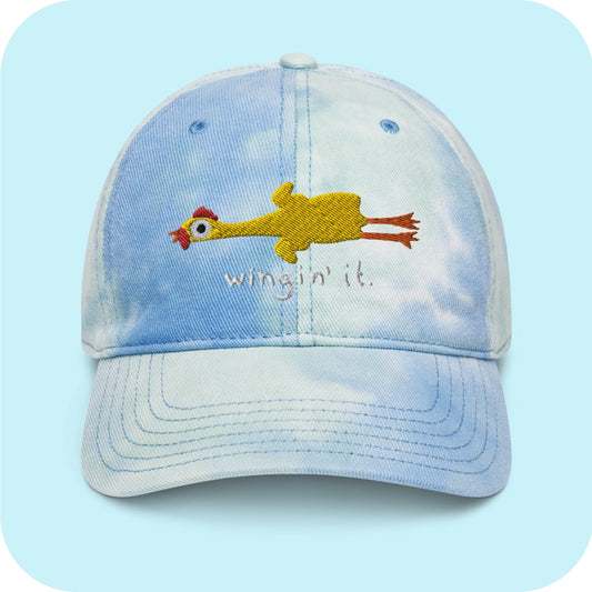 Just Winging It Rubber Chicken Tie dye hat