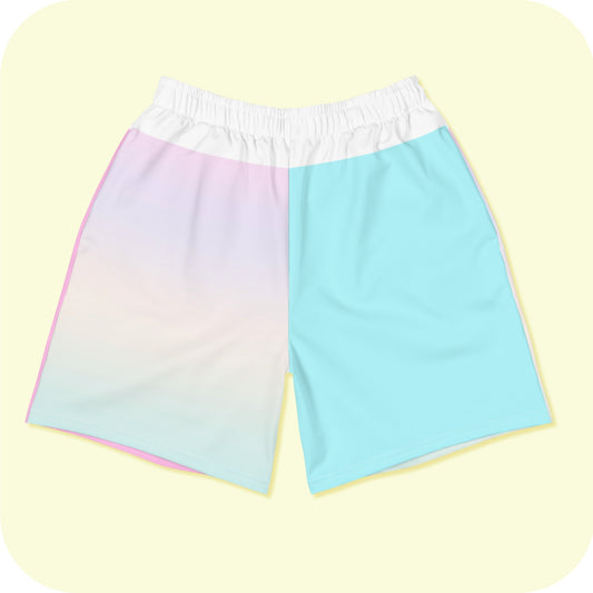 Shorts esportivos reciclados de tamanho masculino Trans Pride Pastel Rainbow 2XS - 6XL