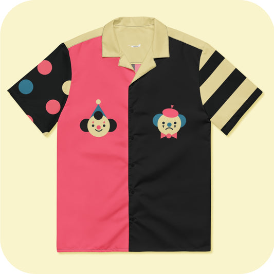 Camisa de botão unissex Clown vs Mime Clowncore 2XS -6XL