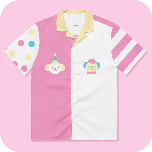 Clown vs Mime Clowncore Pastel Colorblock Candy Colorway Unisex button shirt