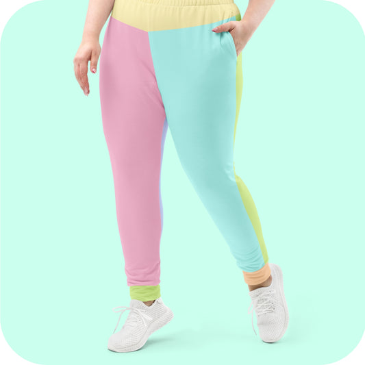 Joggers femininos em colorblock pastel