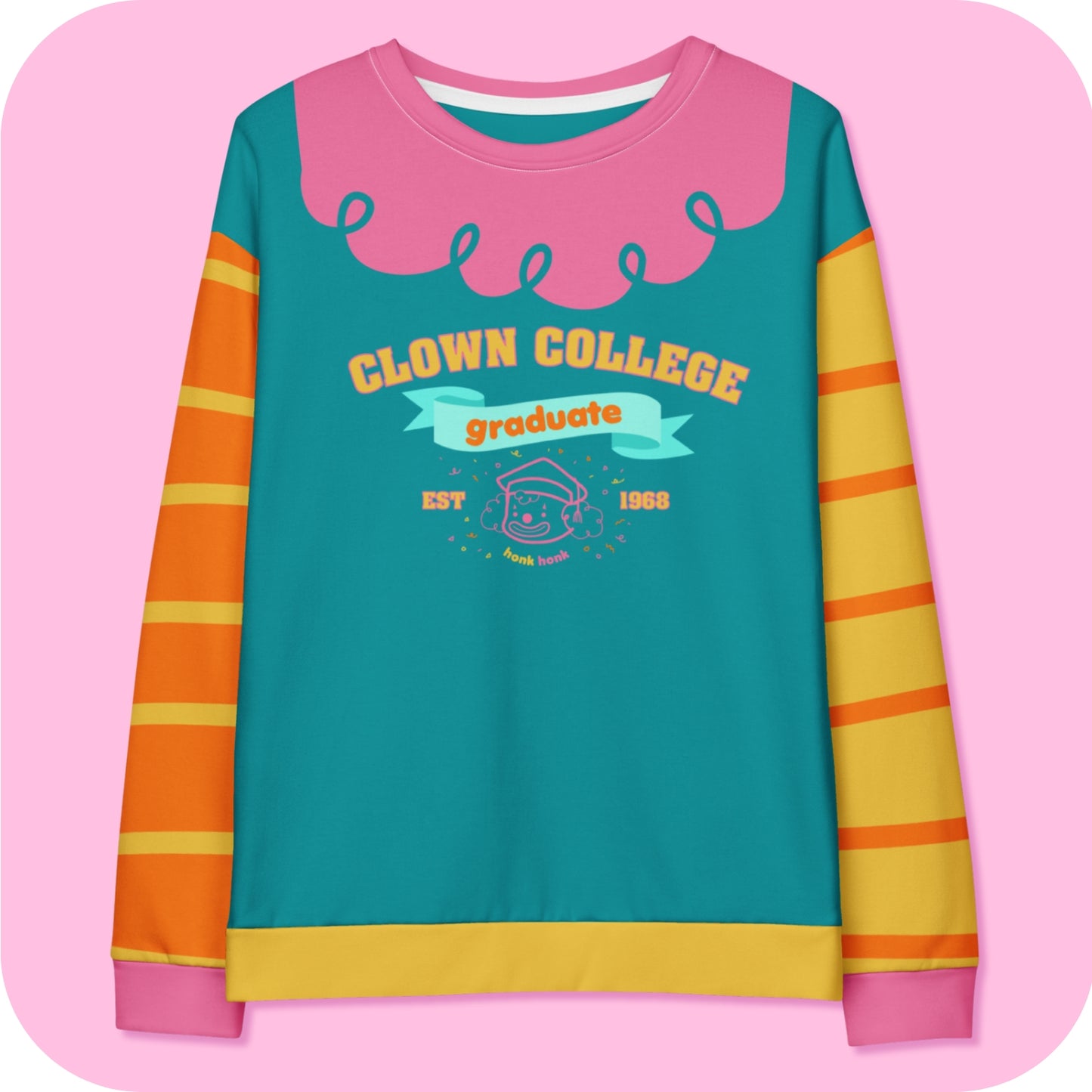 Clown College Graduate Cute Clowncore Retro Color Unisex Sweatshirt XS- 3XL