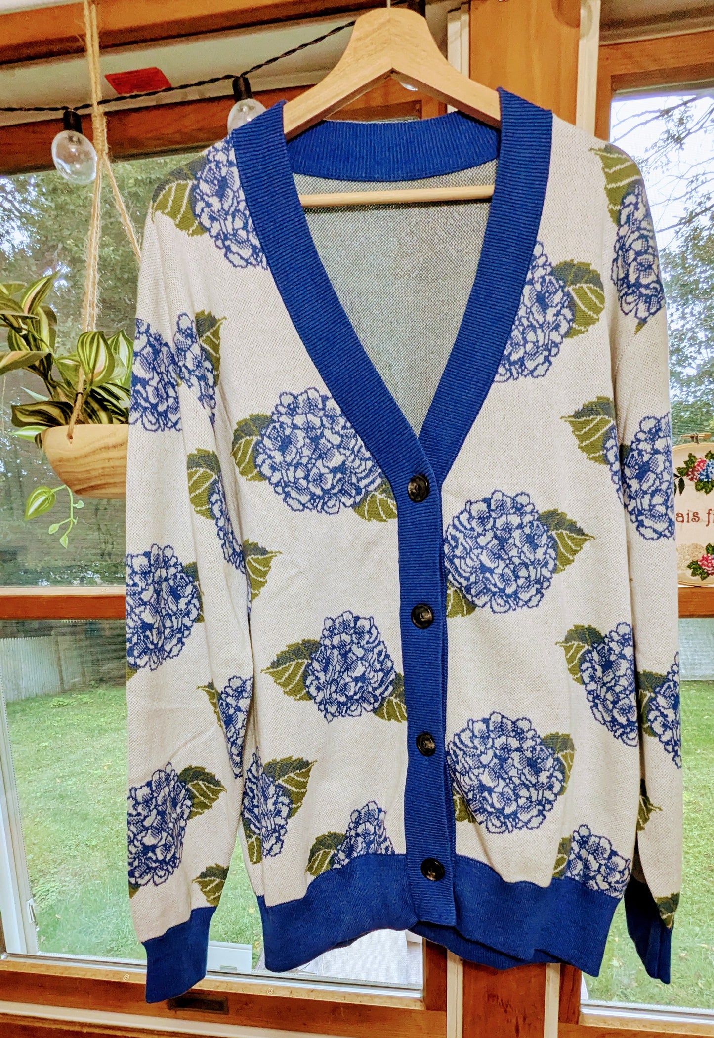 Blue Hydrangea Knit Cardigan 2XS - 3XL