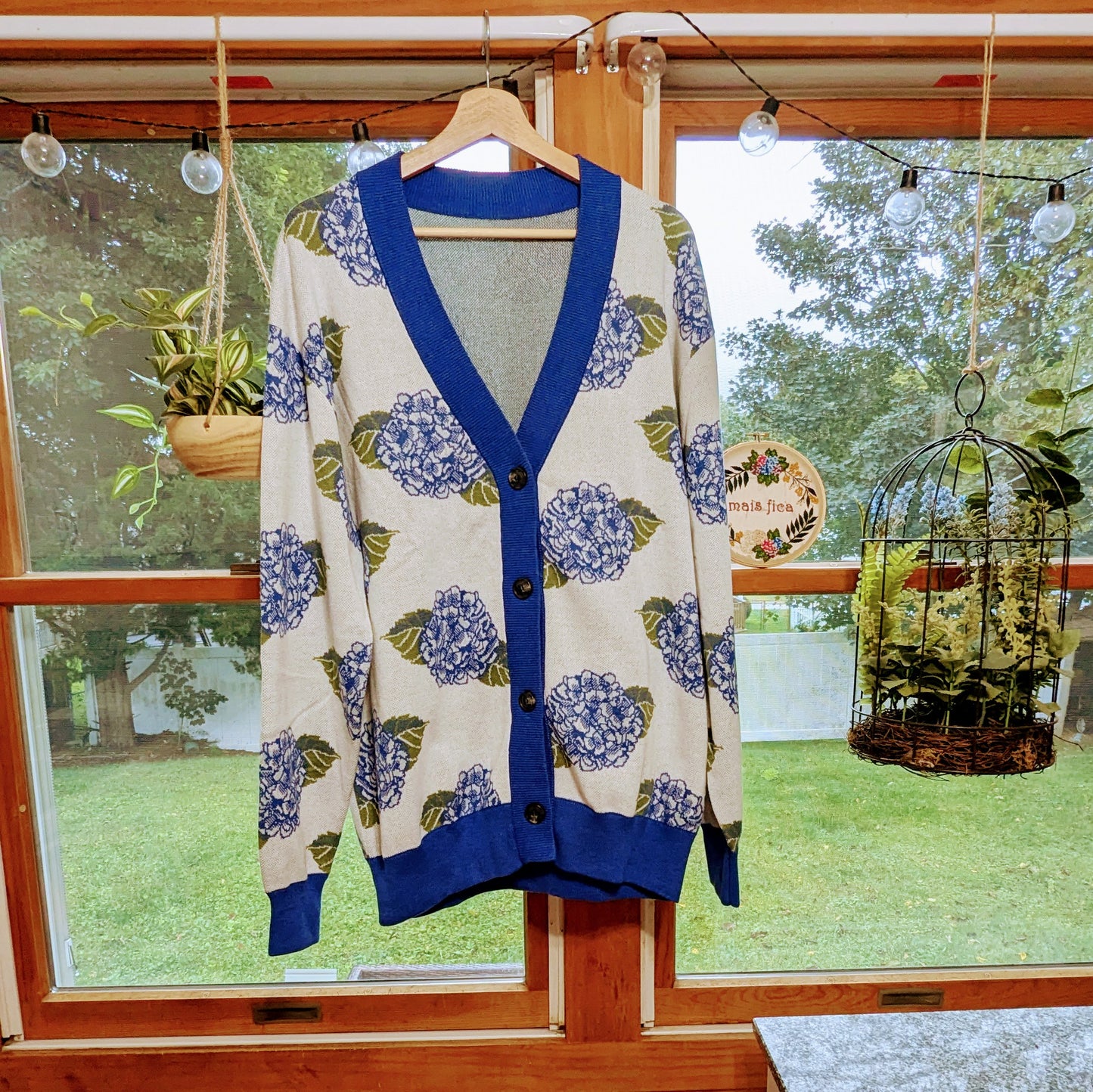 Blue Hydrangea Knit Cardigan 2XS - 3XL