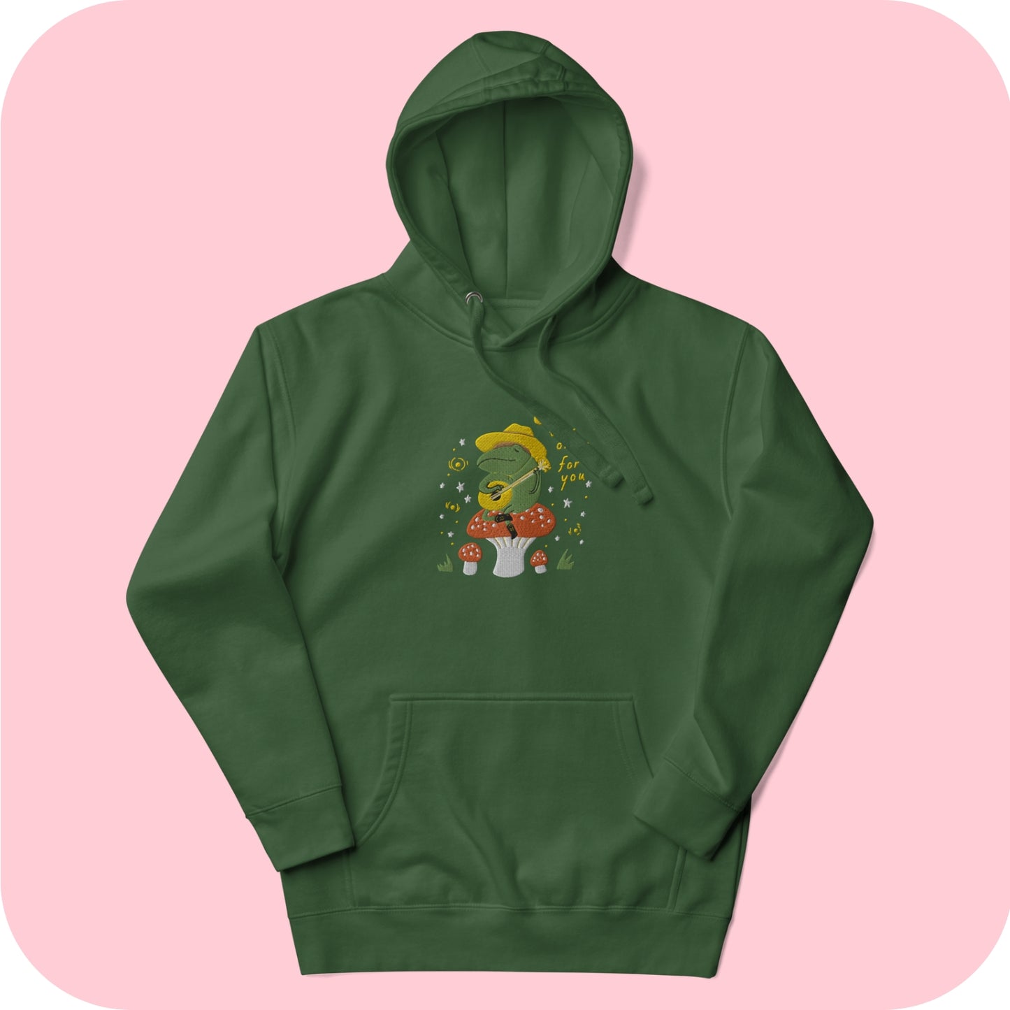 Singing Frog on a Mushroom Unisex Hoodie S - 3XL