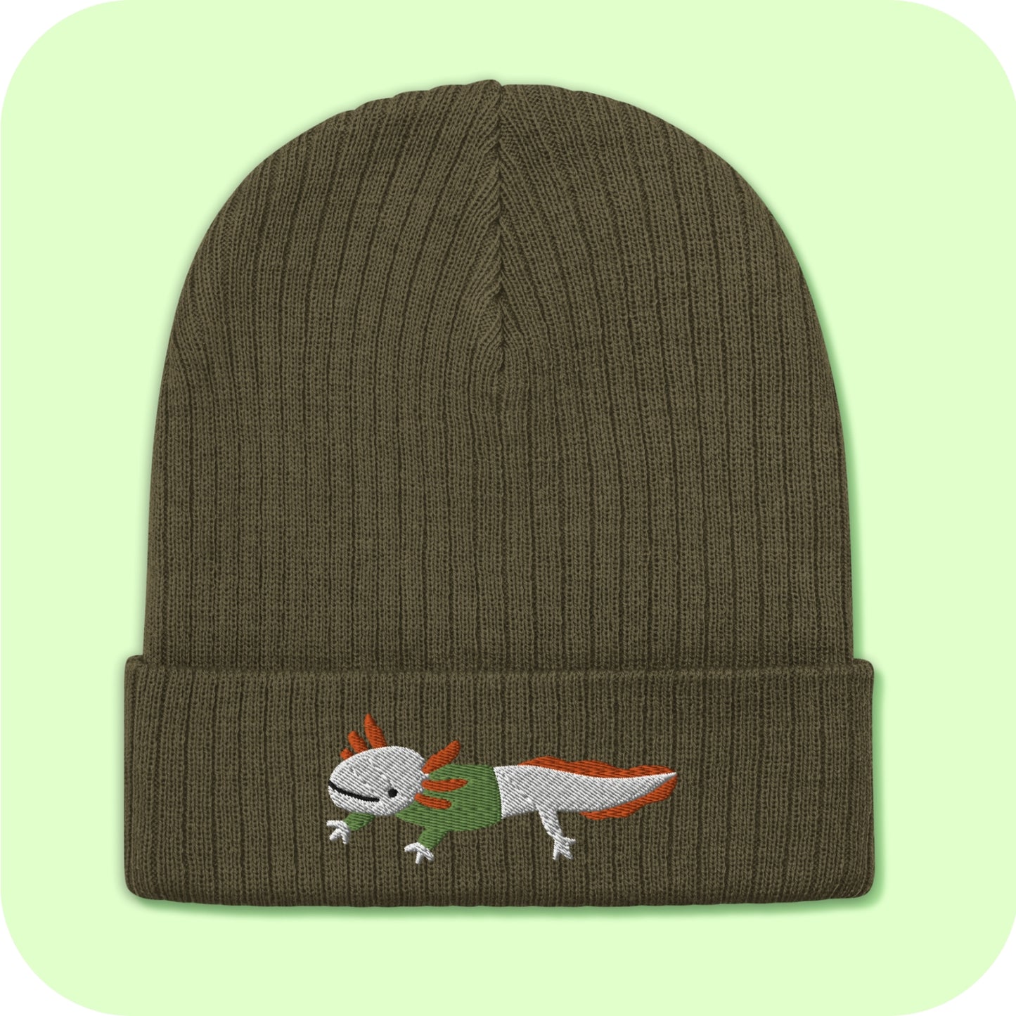 Axolotl Wearing a Sweater Beanie