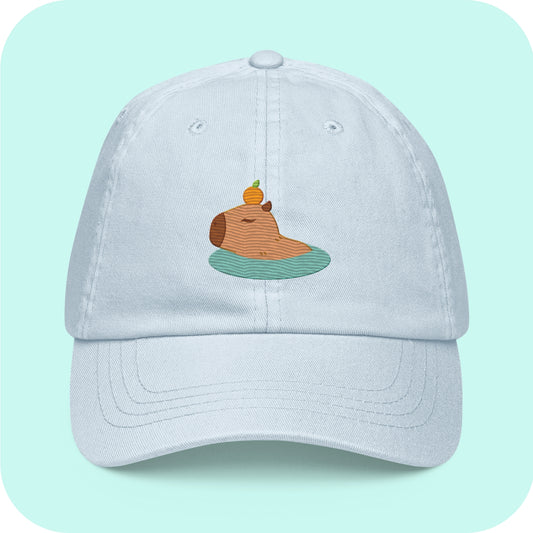 Happy Cappy Cap Cute Capybara Embroidered Pastel baseball hat