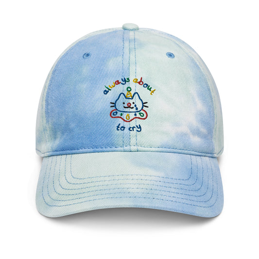 About to Cry Clown Cat Embroidered Tie dye hat