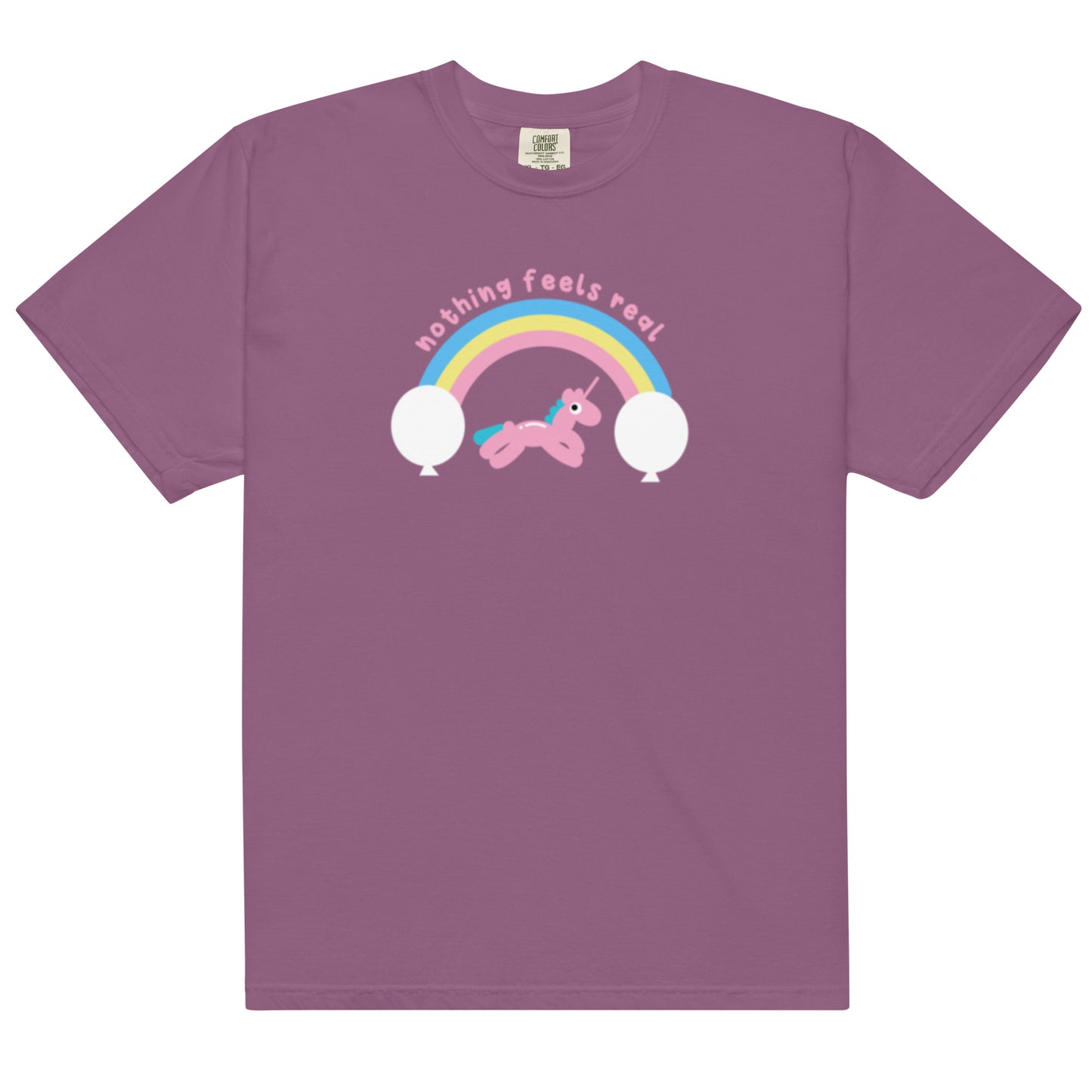 Nothing Feels Real Existential Crisis Unicorn Balloon Animal S-4XL Unisex Comfort Colors T-Shirt