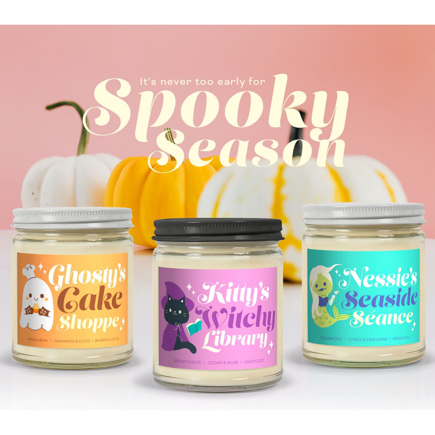 Kitty’s Witchy Library Brown Sugar Spice Cute Halloween Candle