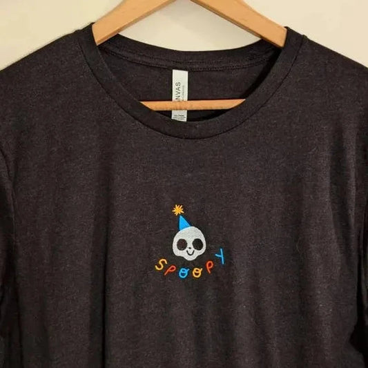 Spooky Scary Skeleton Embroidered T-Shirt S - 2XL