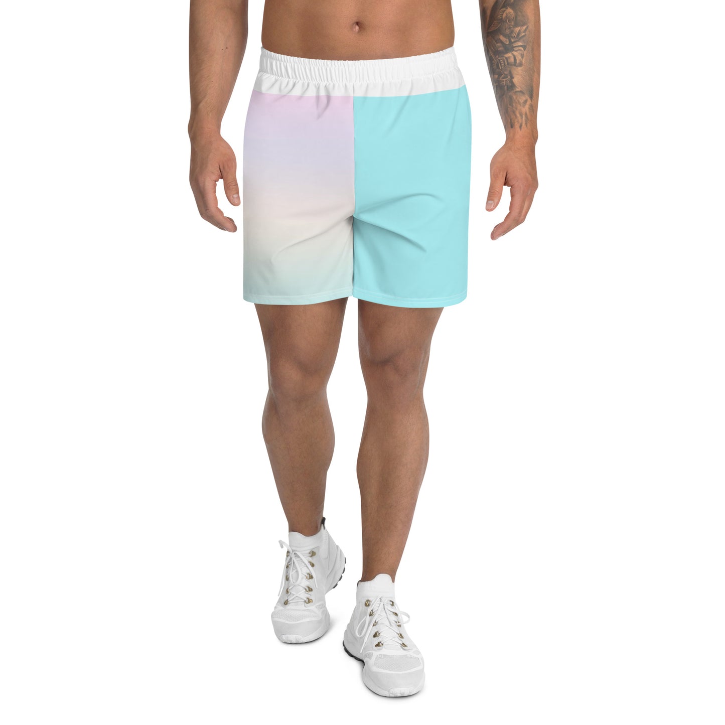 Shorts esportivos reciclados de tamanho masculino Trans Pride Pastel Rainbow 2XS - 6XL