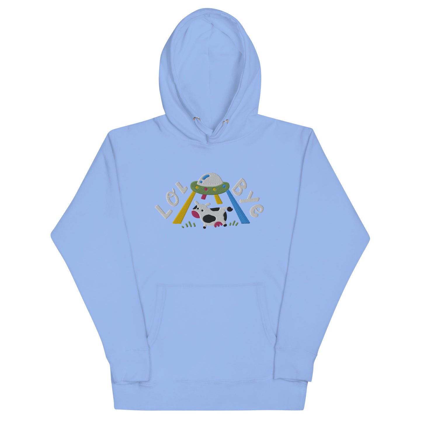 UFO Cow Alien Abduction Embroidered Unisex Hoodie S - 3XL