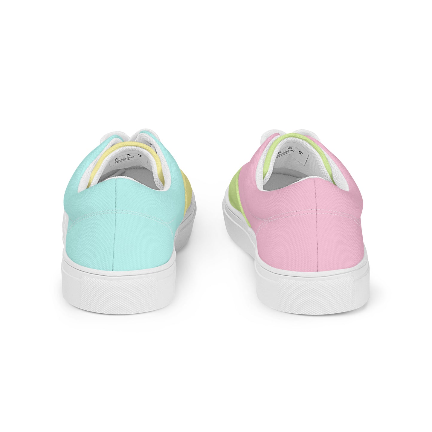 Pastel Rainbow Mismatched Women’s Sized lace-up canvas shoes (Shoe sizes 5 - 12)