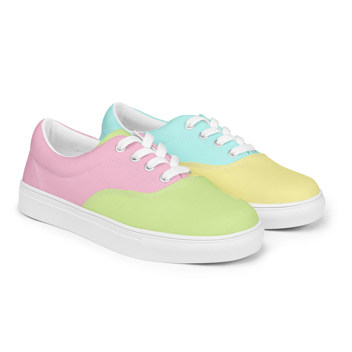 Pastel Rainbow Mismatched Women’s Sized lace-up canvas shoes (Shoe sizes 5 - 12)